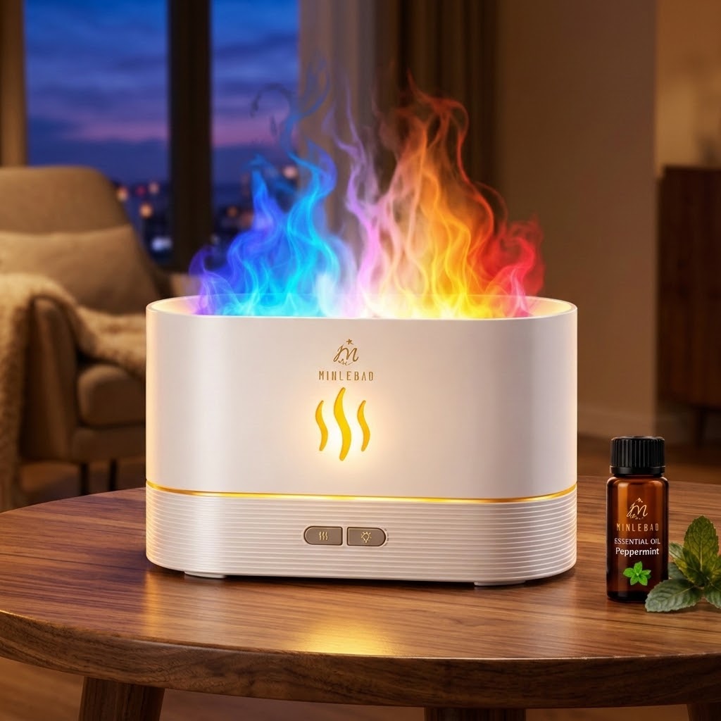 7-Color Flame Diffuser — Colorful Ambient Glow & Essential Oil Mist