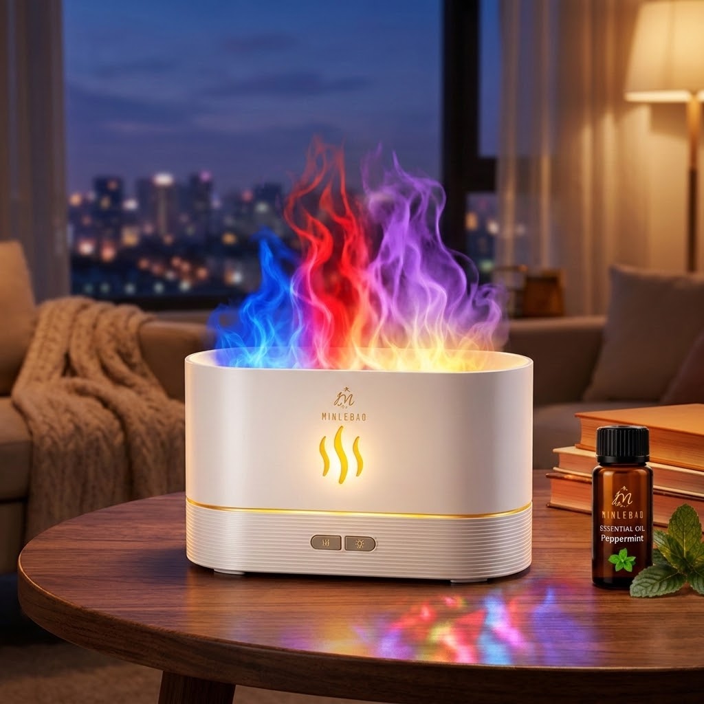 7-Color Flame Diffuser — Colorful Ambient Glow & Essential Oil Mist