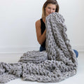 INFINITE CHUNKY KNIT BLANKET | MINKY | BIG - MIST