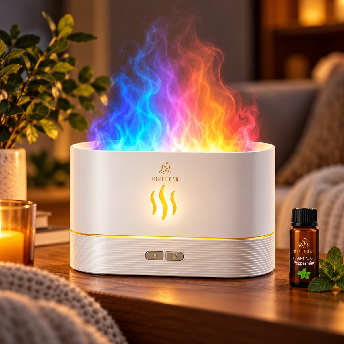 7-Color Flame Diffuser — Colorful Ambient Glow & Essential Oil Mist