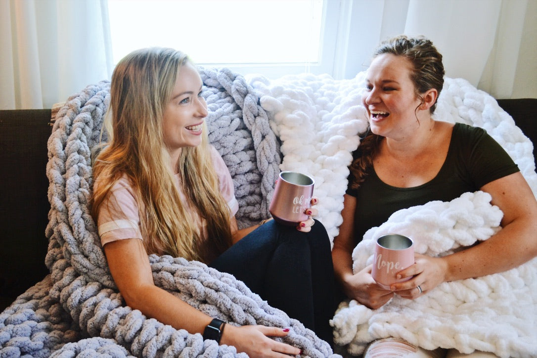 White Chunky Knit Chenille Blanket – Handmade Cozy Throw