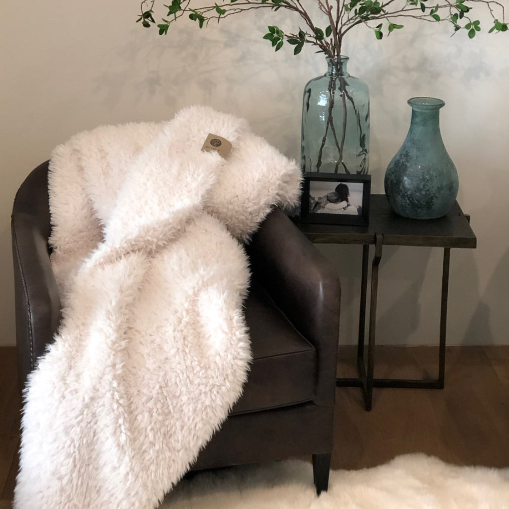 Angel Plush Faux Fur Throw Blanket – Whisper White (48" × 72")