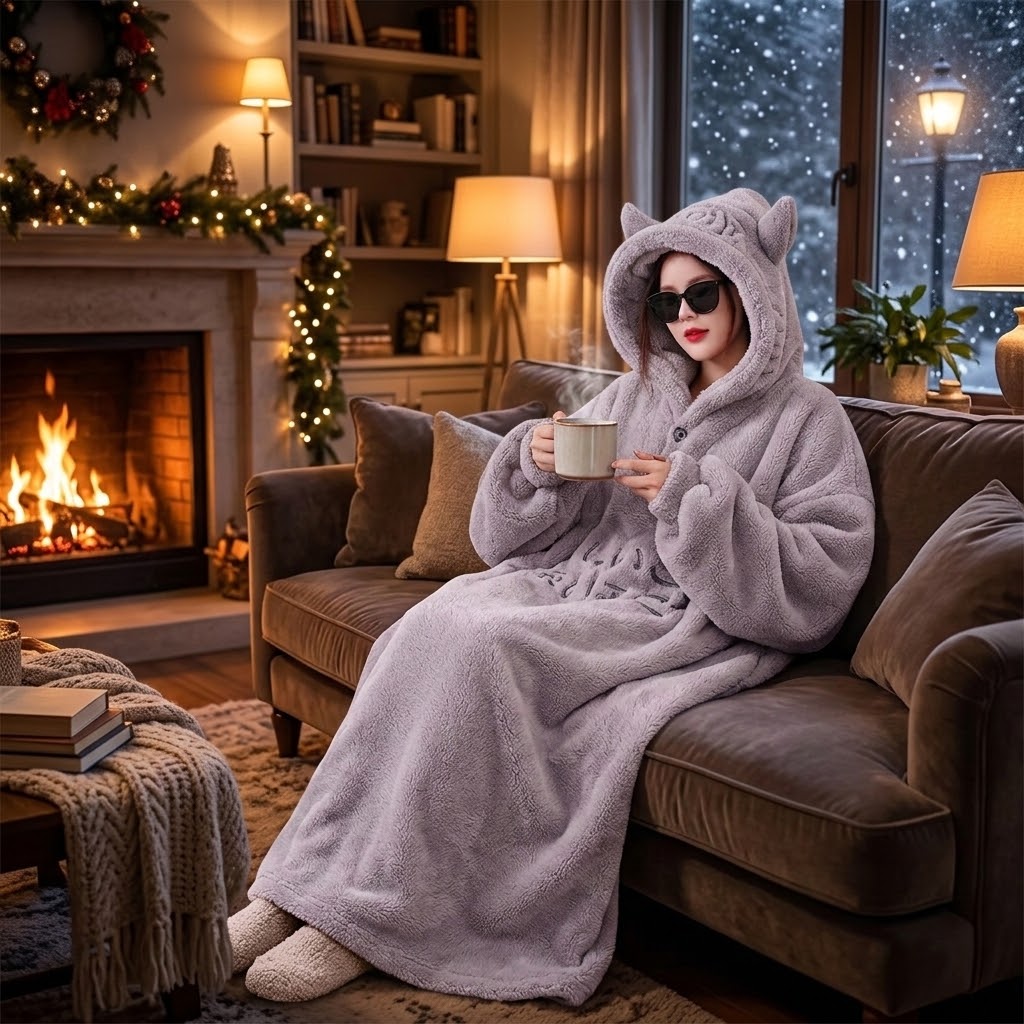 Oversized Fleece Hoodie Blanket – Ultra-Soft Wearable Blanket