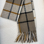 Beige Plaid Scarf for Women – Soft & Cozy Winter Wrap