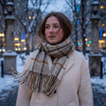 Beige Plaid Scarf for Women – Soft & Cozy Winter Wrap
