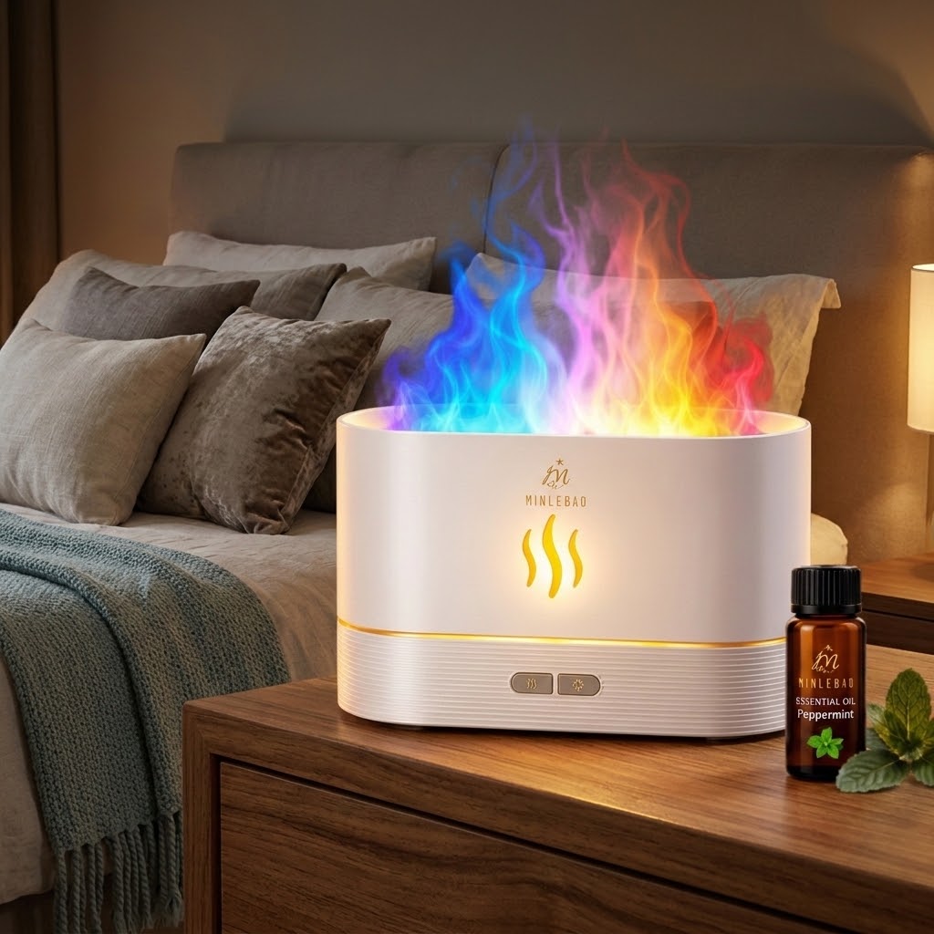 7-Color Flame Diffuser — Colorful Ambient Glow & Essential Oil Mist