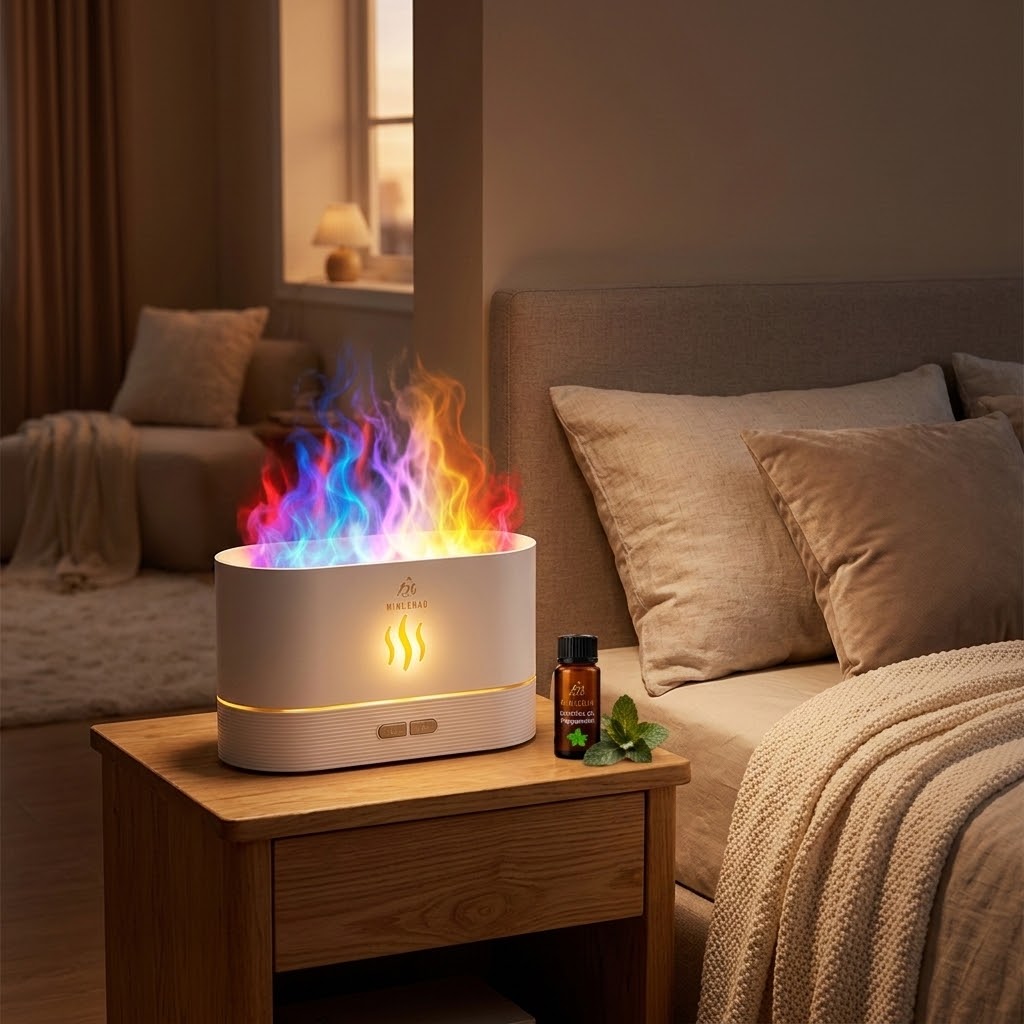 7-Color Flame Diffuser — Colorful Ambient Glow & Essential Oil Mist