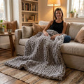 Infinite Chunky Knit Blanket – Minky Chenille Cozy Throw in Mist | 43" x 70"